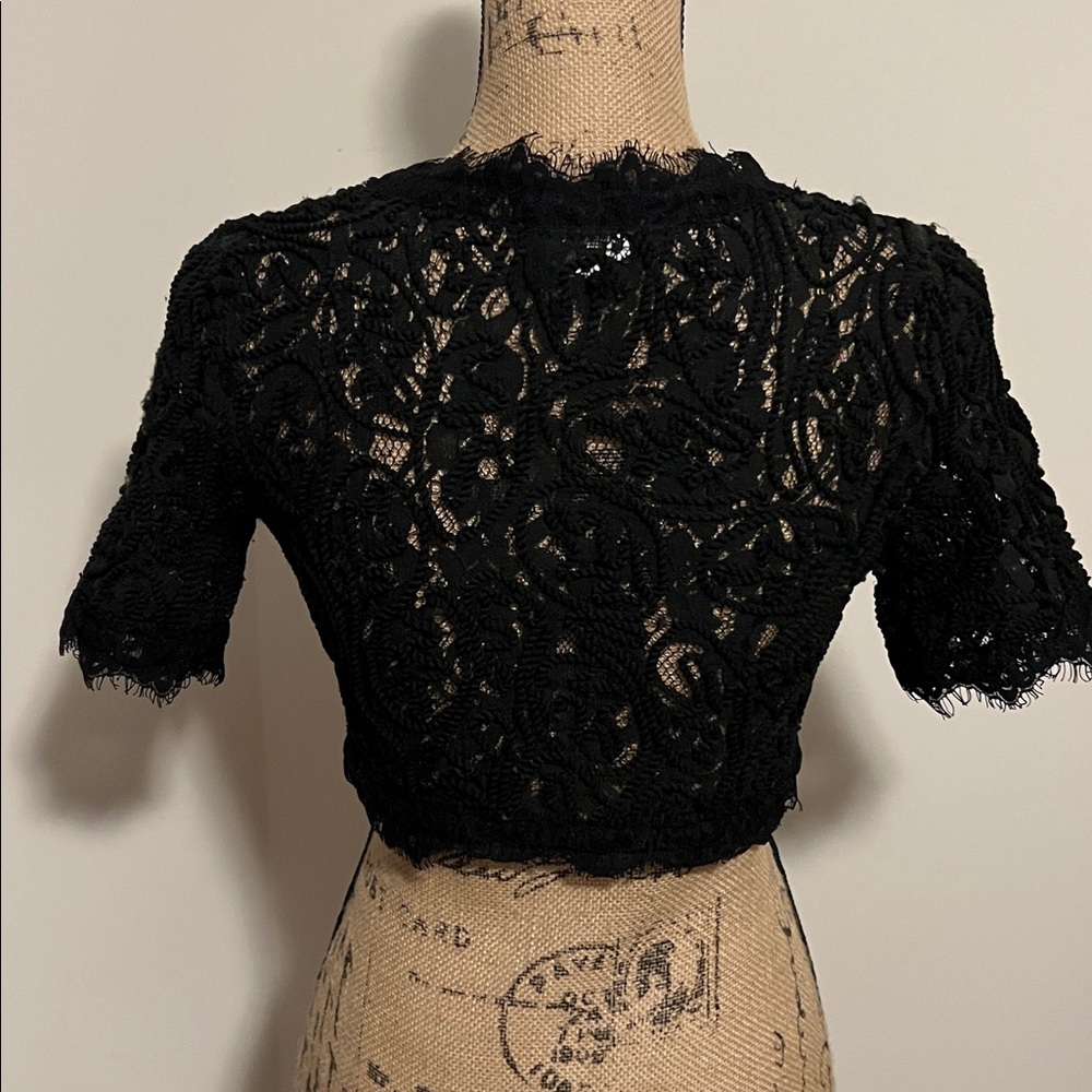 Luxxel Black Lace Crop Top Size Small - Picture 4 of 6